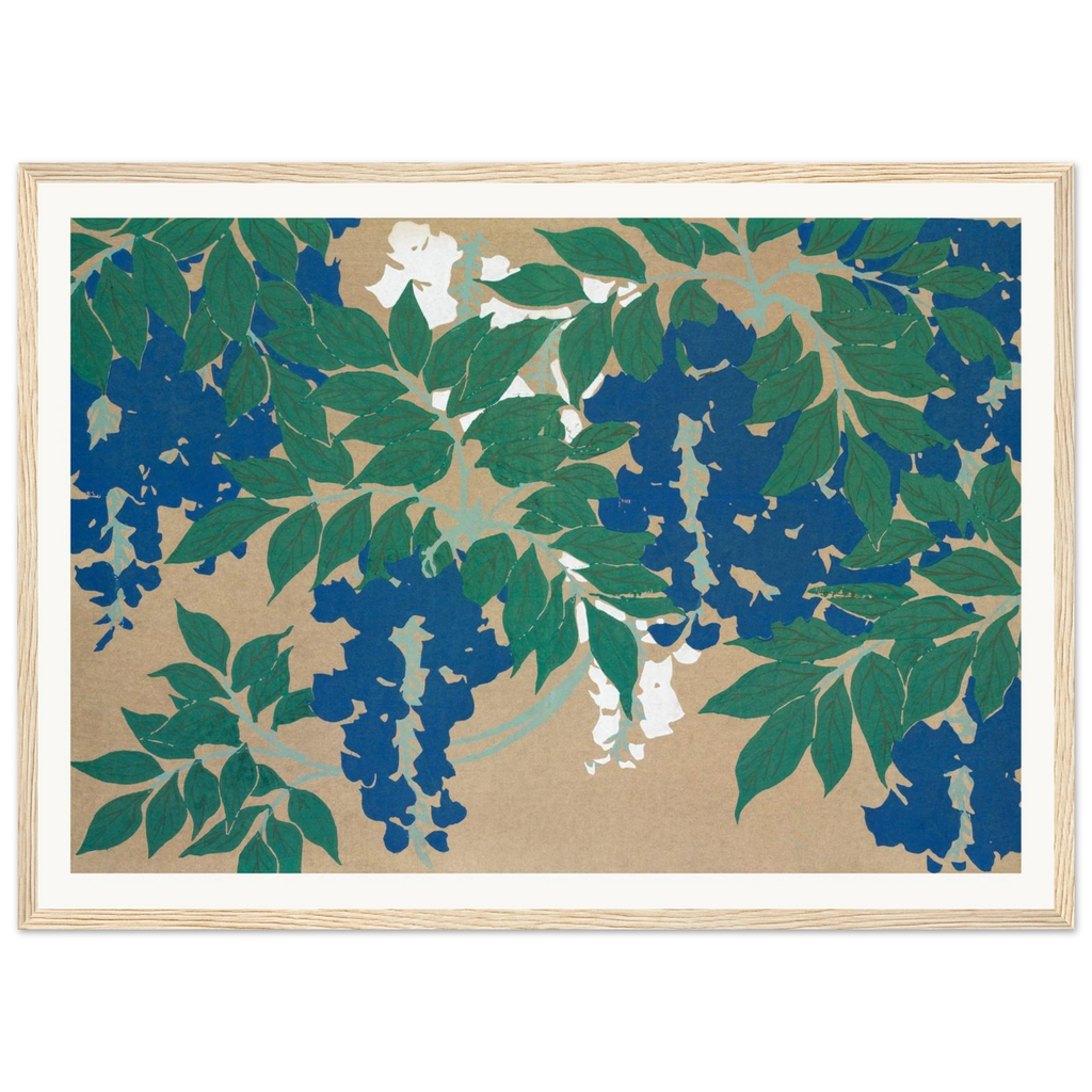 Estampe japonaise FUJI, Glycine — Kamisaka Sekka, tirage encadré cadre bois | INKONAL