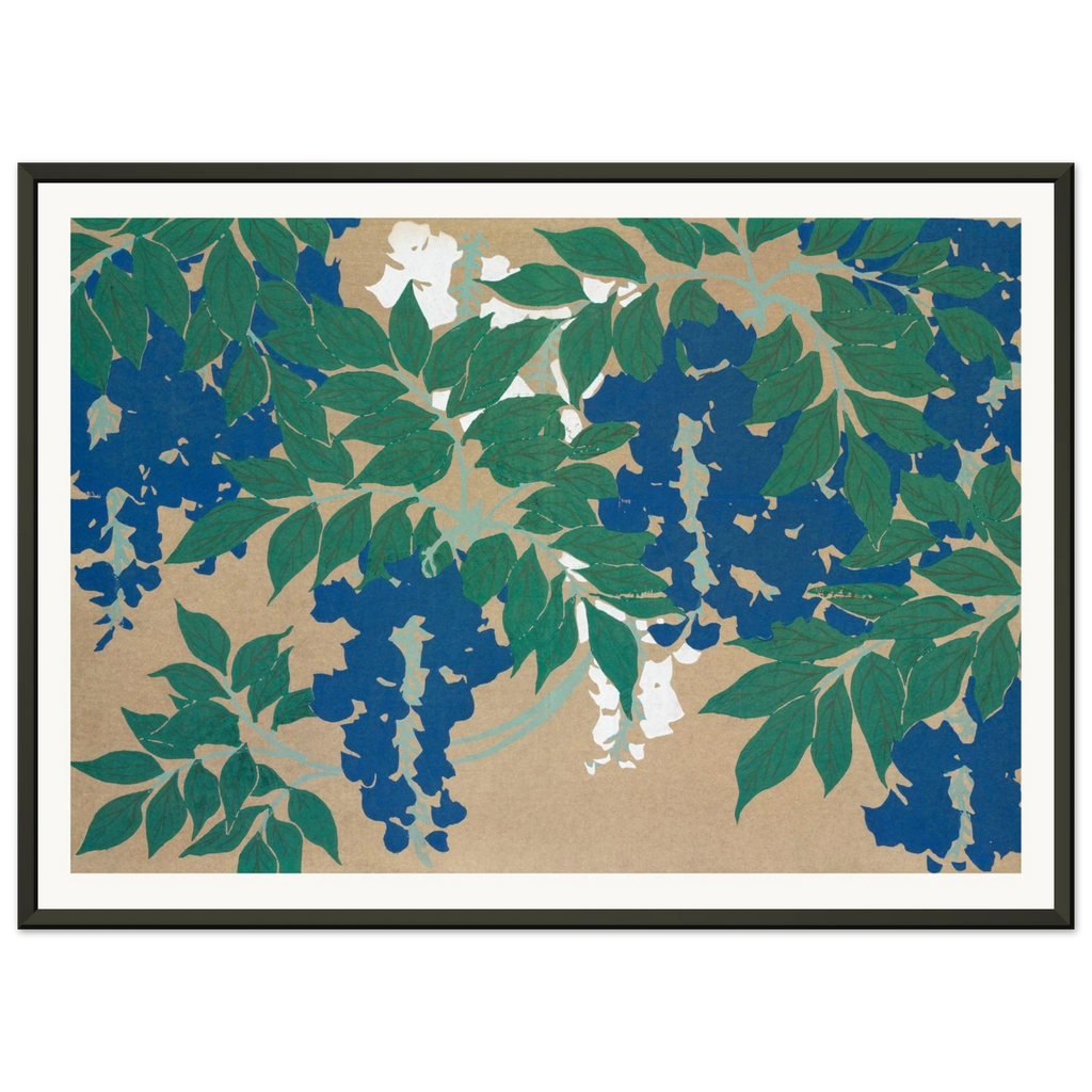 Estampe japonaise FUJI, Glycine — Kamisaka Sekka, tirage encadré cadre noir | INKONAL