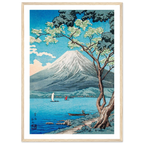 Estampe japonaise Le Fuji vu du lac encadrée cadre bois — reproduction fine art INKONAL