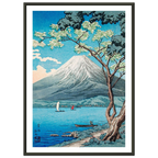 Estampe japonaise Le Fuji vu du lac encadrée cadre noir — reproduction fine art INKONAL