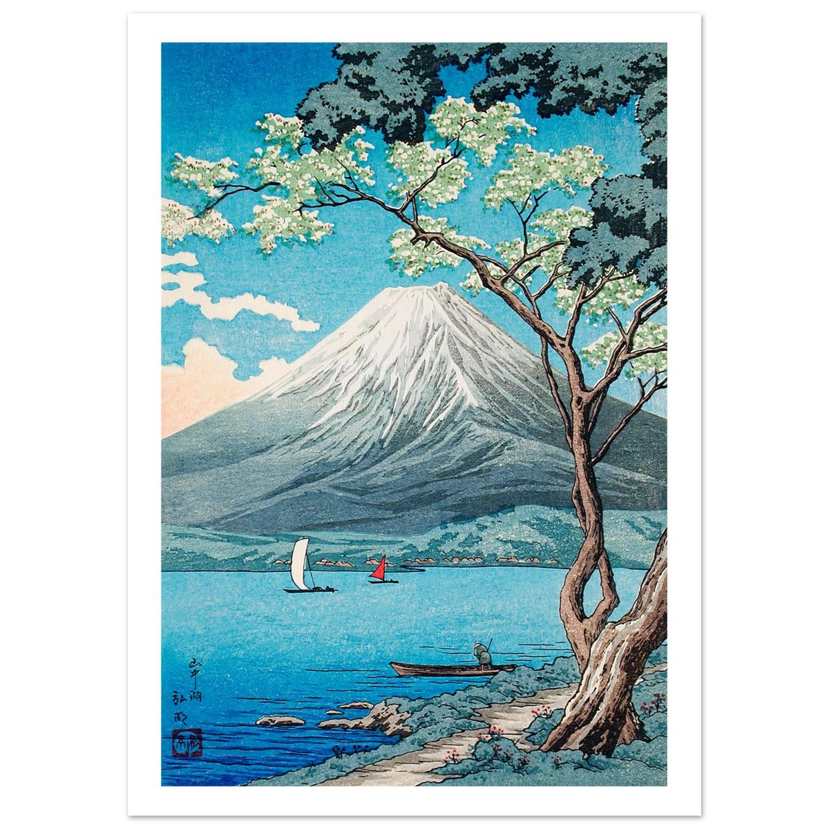 Estampe japonaise Le Fuji vu du lac sans cadre — reproduction fine art INKONAL