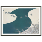 Estampe japonaise FUYU NO KAWA, Rivière en hiver — Kamisaka Sekka, tirage encadré cadre noir | INKONAL