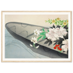 Estampe japonaise HANABUNE, Barque fleurie — Kamisaka Sekka, tirage encadré cadre bois | INKONAL