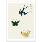 Estampe japonaise Hirondelle et papillons — Taguchi Tomoki, tirage cadre blanc | INKONAL