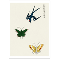 Estampe japonaise Hirondelle et papillons — Taguchi Tomoki, tirage sans cadre | INKONAL