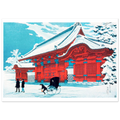 Estampe japonaise Le Portail Rouge de Hongō sous la Neige sans cadre — reproduction fine art INKONAL
