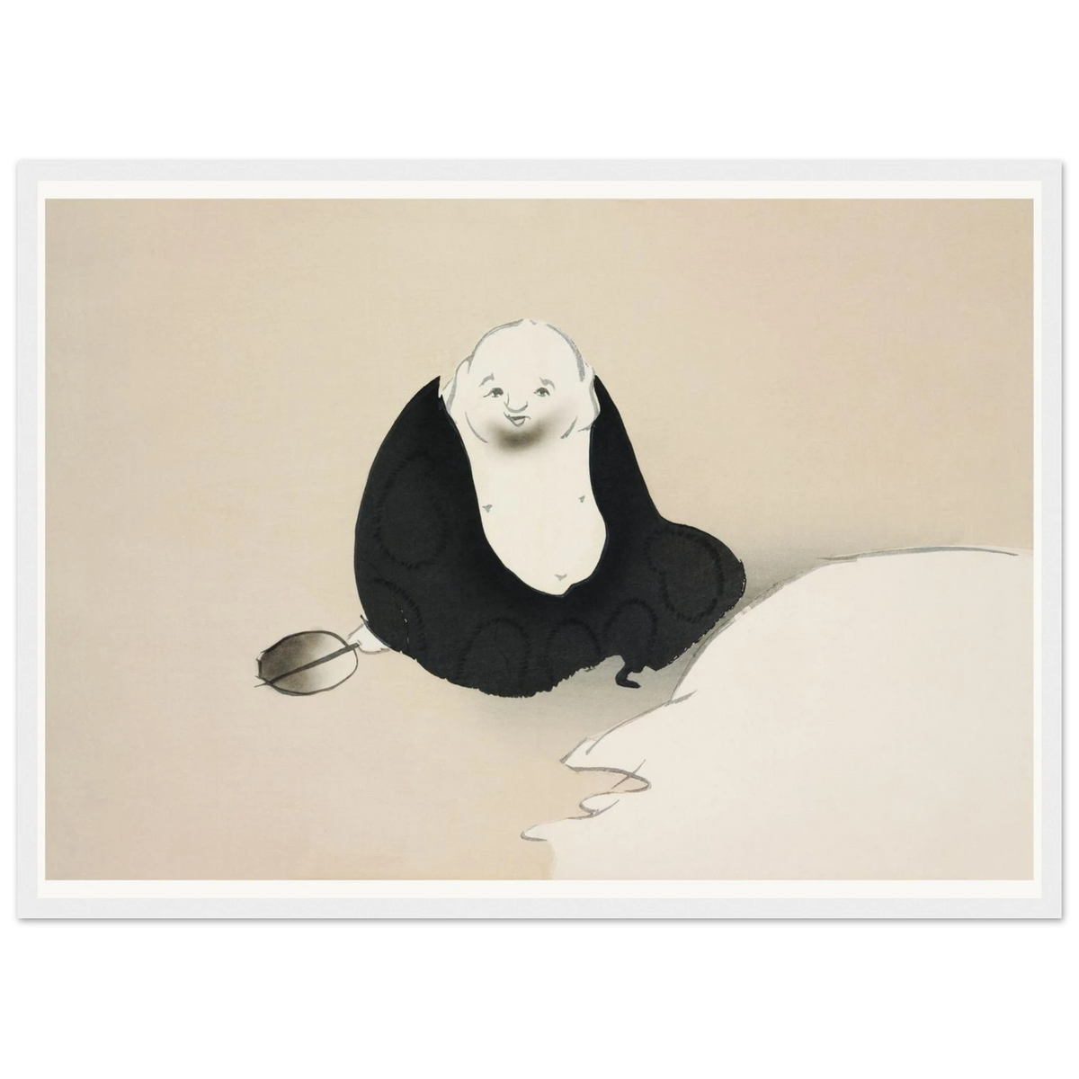 Estampe japonaise HOTEI, Hotei — Kamisaka Sekka, tirage encadré cadre blanc | INKONAL