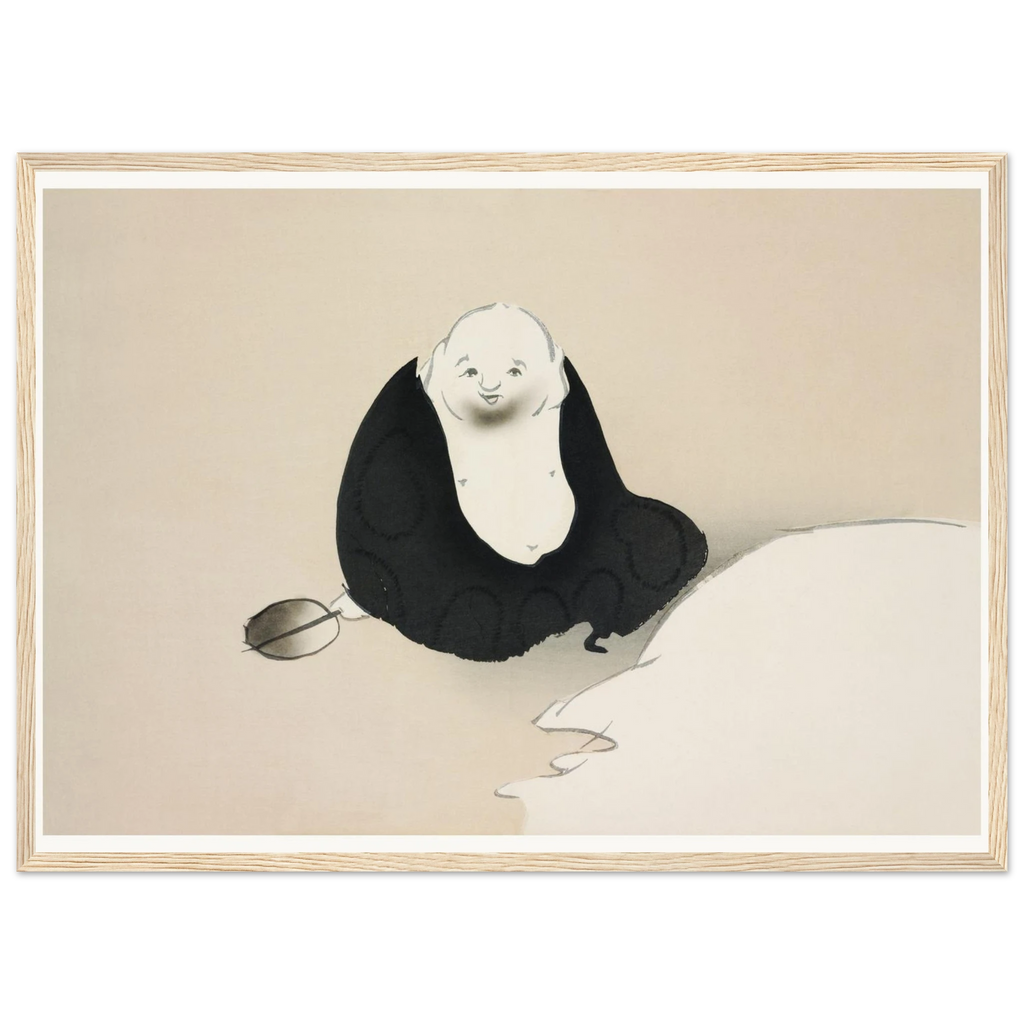 Estampe japonaise HOTEI, Hotei — Kamisaka Sekka, tirage encadré cadre bois | INKONAL