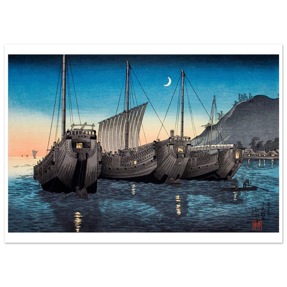Estampe japonaise Jonques dans la Baie d'Inatori sans cadre — reproduction fine art INKONAL