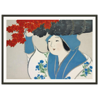 Estampe japonaise KUROKIURI, La marchande de petit bois — Kamisaka Sekka, tirage encadré cadre noir | INKONAL