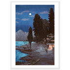 Estampe japonaise Le lac au clair de lune encadrée cadre blanc — reproduction fine art INKONAL