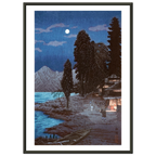 Estampe japonaise Le lac au clair de lune encadrée cadre noir — reproduction fine art INKONAL