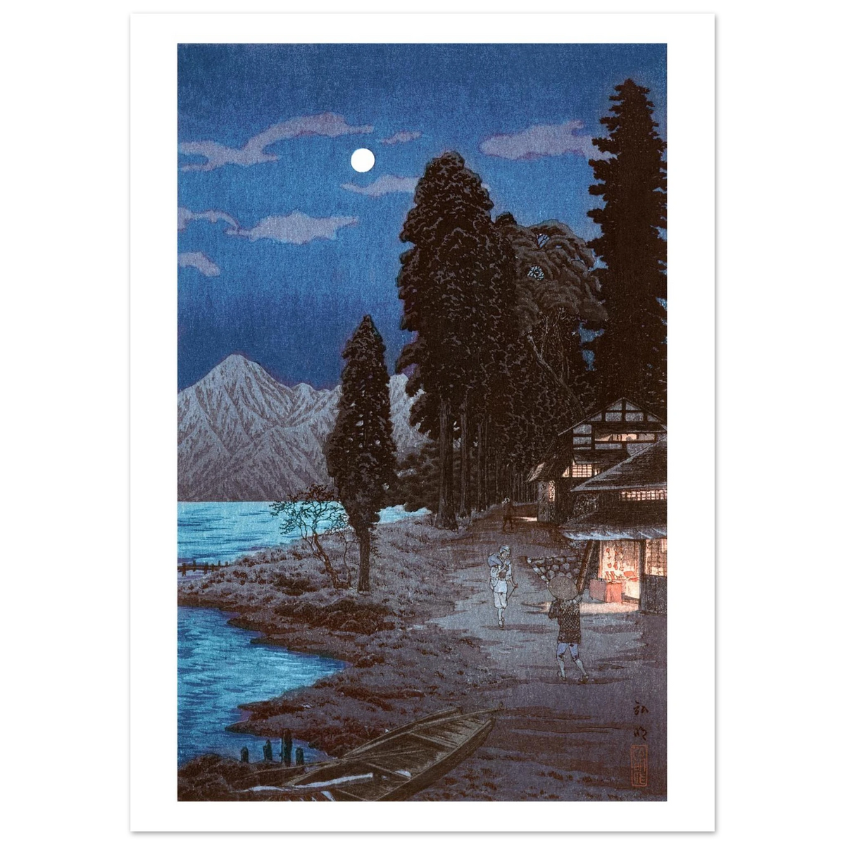 Estampe japonaise Le lac au clair de lune sans cadre — reproduction fine art INKONAL