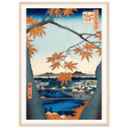 Estampe japonaise Mama no momiji, les érables de Mama — Hiroshige, tirage cadre bois | INKONAL