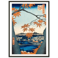 Estampe japonaise Mama no momiji, les érables de Mama — Hiroshige, tirage cadre noir | INKONAL