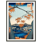 Estampe japonaise Mama no momiji, les érables de Mama — Hiroshige, tirage cadre noir | INKONAL