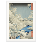 Estampe japonaise Meguro Taikobashi, le pont-tambour de Meguro — Hiroshige, tirage cadre blanc | INKONAL