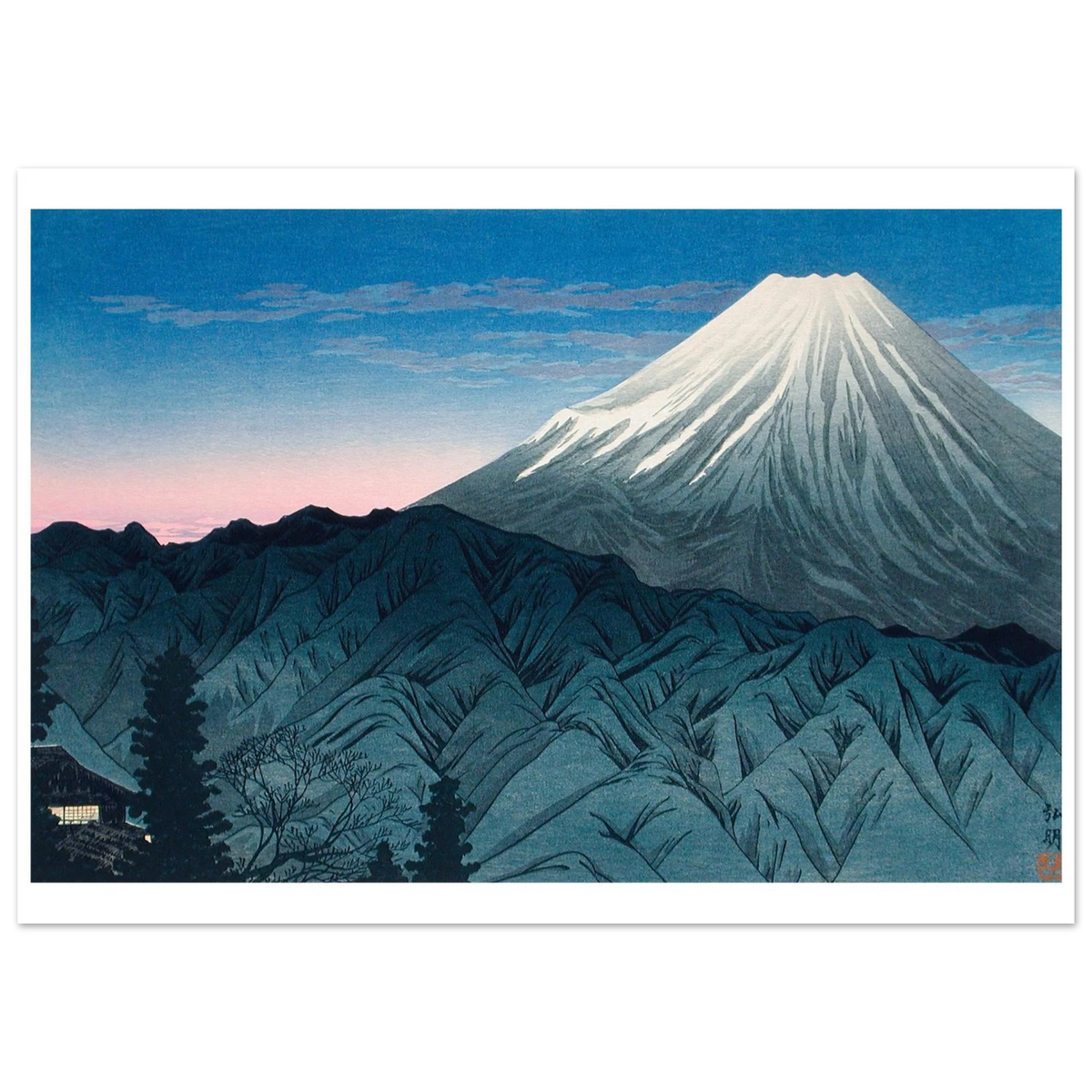 Estampe japonaise Le Mont Fuji depuis les collines sans cadre — reproduction fine art INKONAL