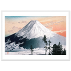Estampe japonaise Le Mont Fuji sous la neige encadrée cadre blanc — reproduction fine art INKONAL