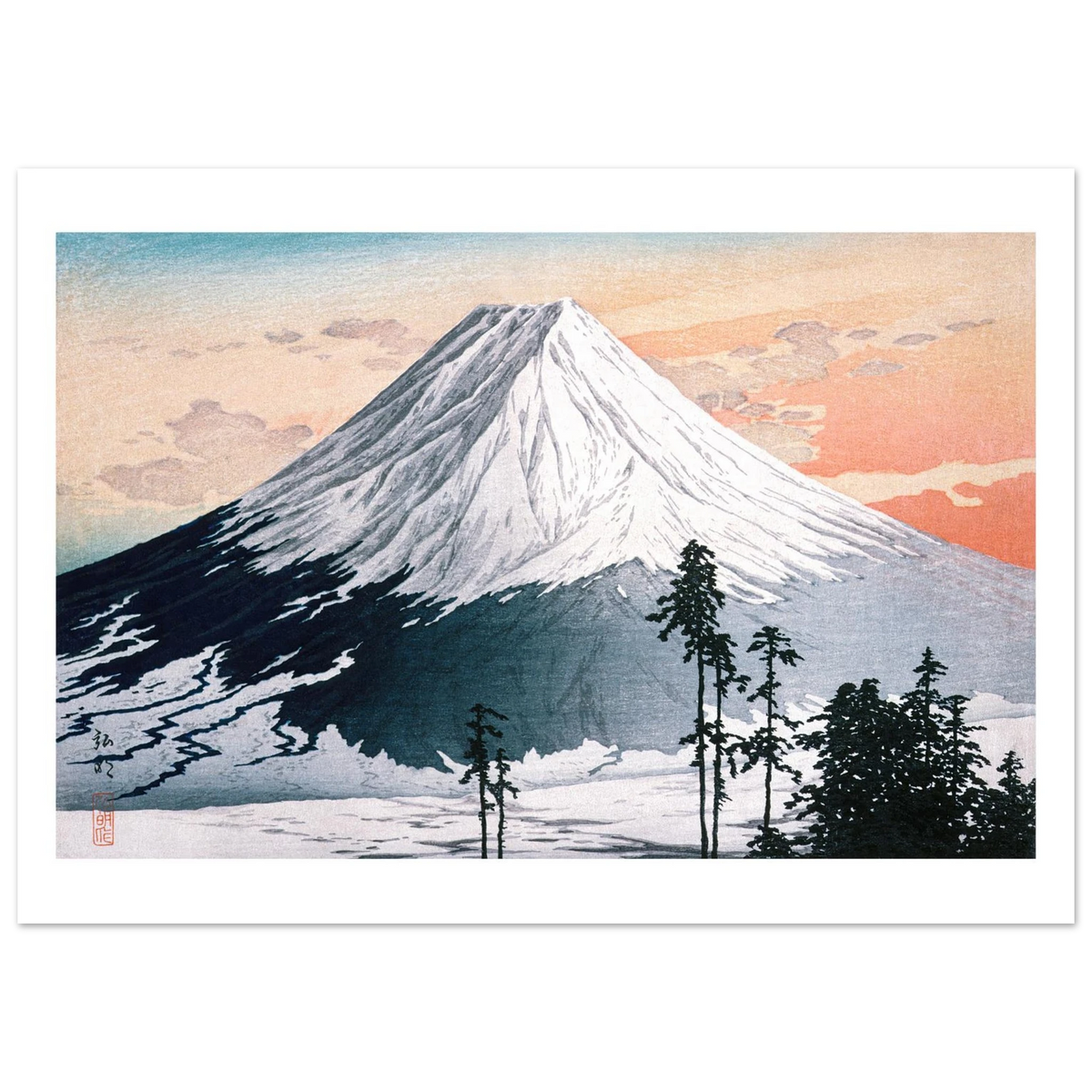 Estampe japonaise Le Mont Fuji sous la neige sans cadre — reproduction fine art INKONAL