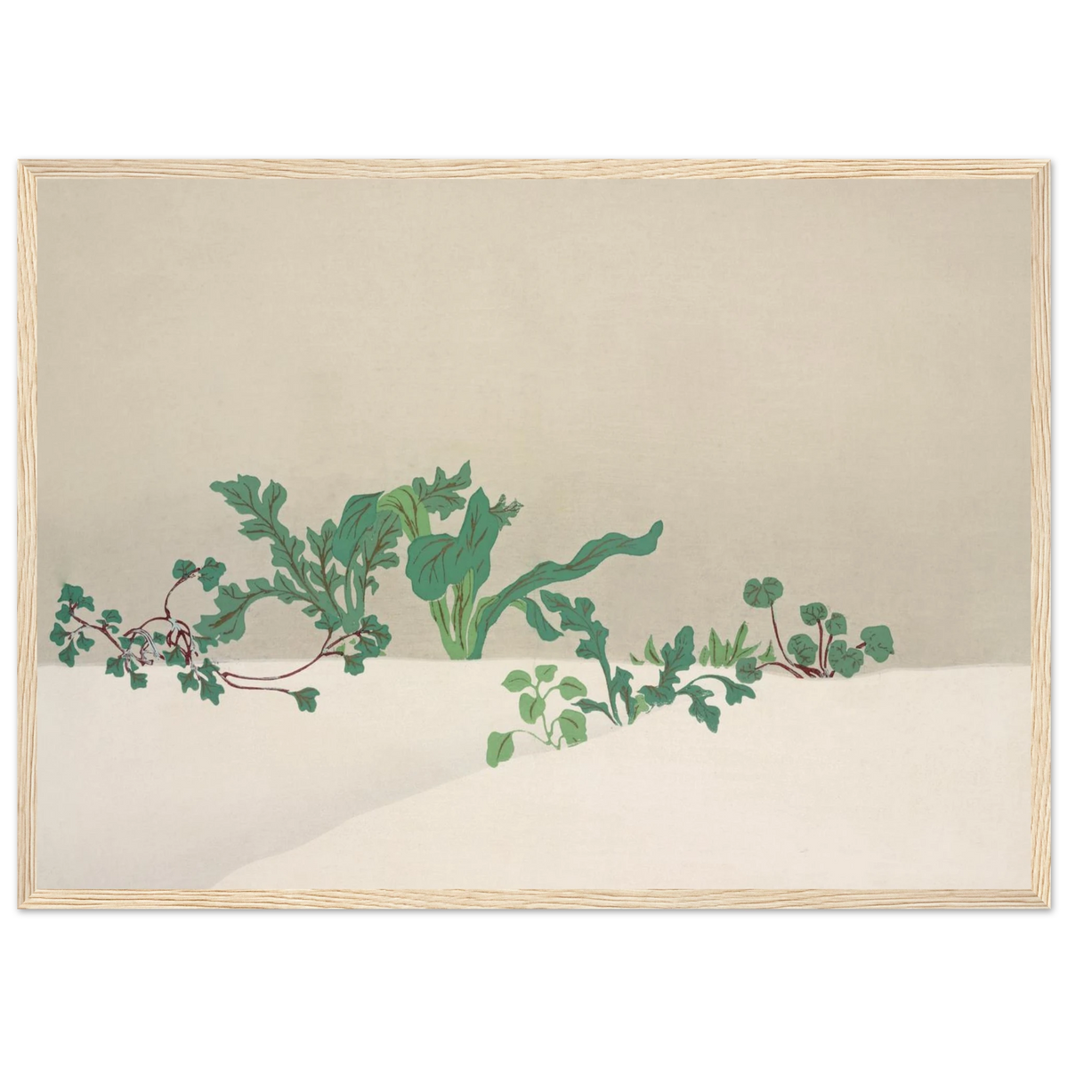 Estampe japonaise NANAGUSA, Les sept herbes de printemps — Kamisaka Sekka, tirage cadre bois | INKONAL