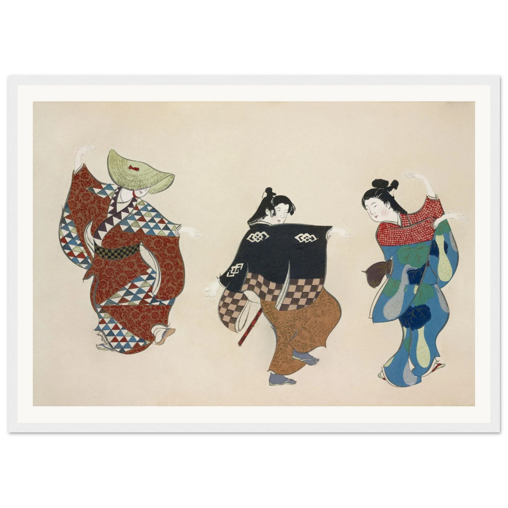 Estampe japonaise ODORI, Danse — Kamisaka Sekka, tirage encadré cadre blanc | INKONAL