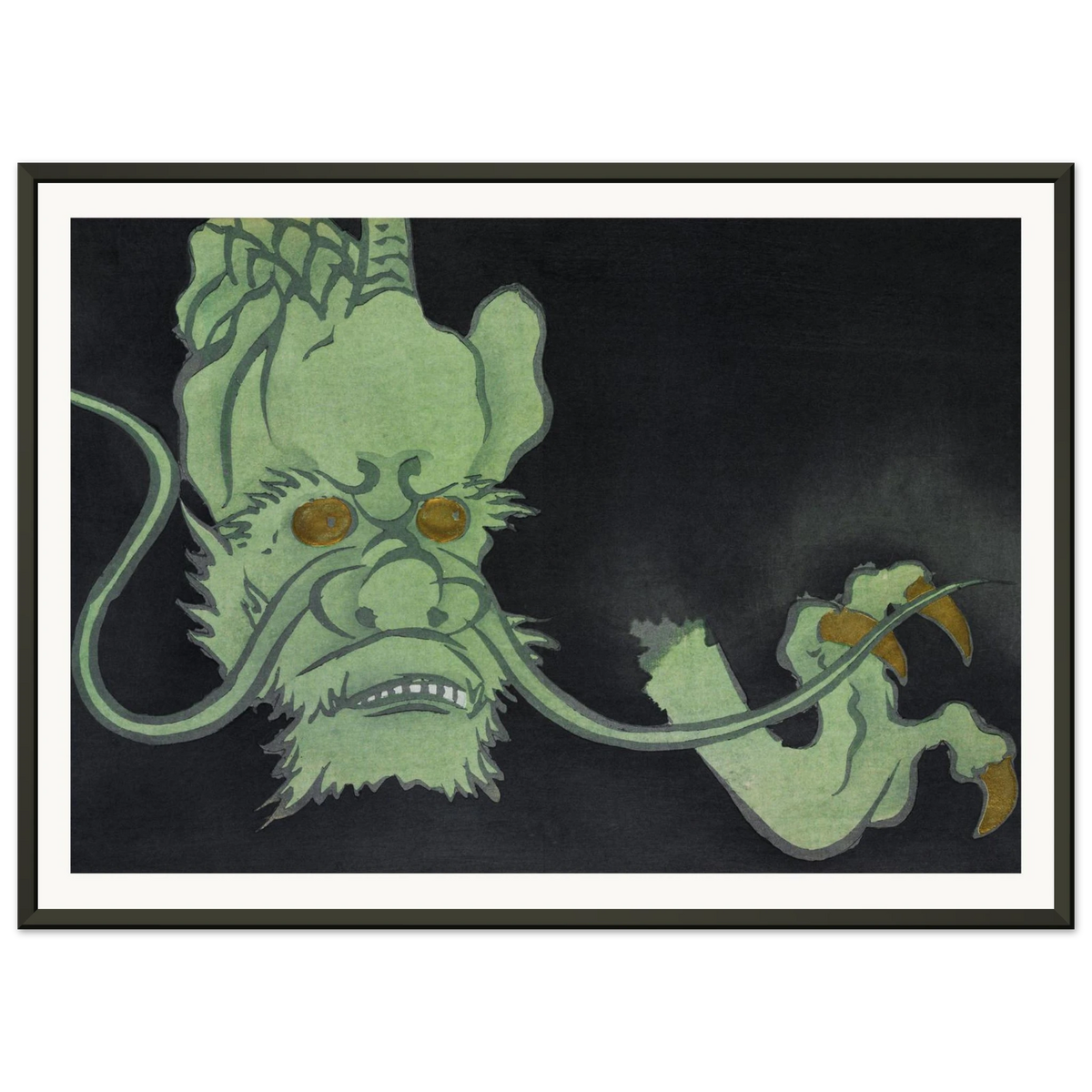 Estampe japonaise RYŪ, Dragon — Kamisaka Sekka, tirage encadré cadre noir | INKONAL