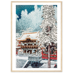Estampe japonaise Le sanctuaire sous la neige encadrée cadre bois — reproduction fine art INKONAL
