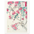 Estampe japonaise saule, cerisiers et oiseaux — Hiroshige, tirage 30x40 | INKONAL