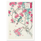 Estampe japonaise saule, cerisiers et oiseaux — Hiroshige, tirage 70x100 | INKONAL