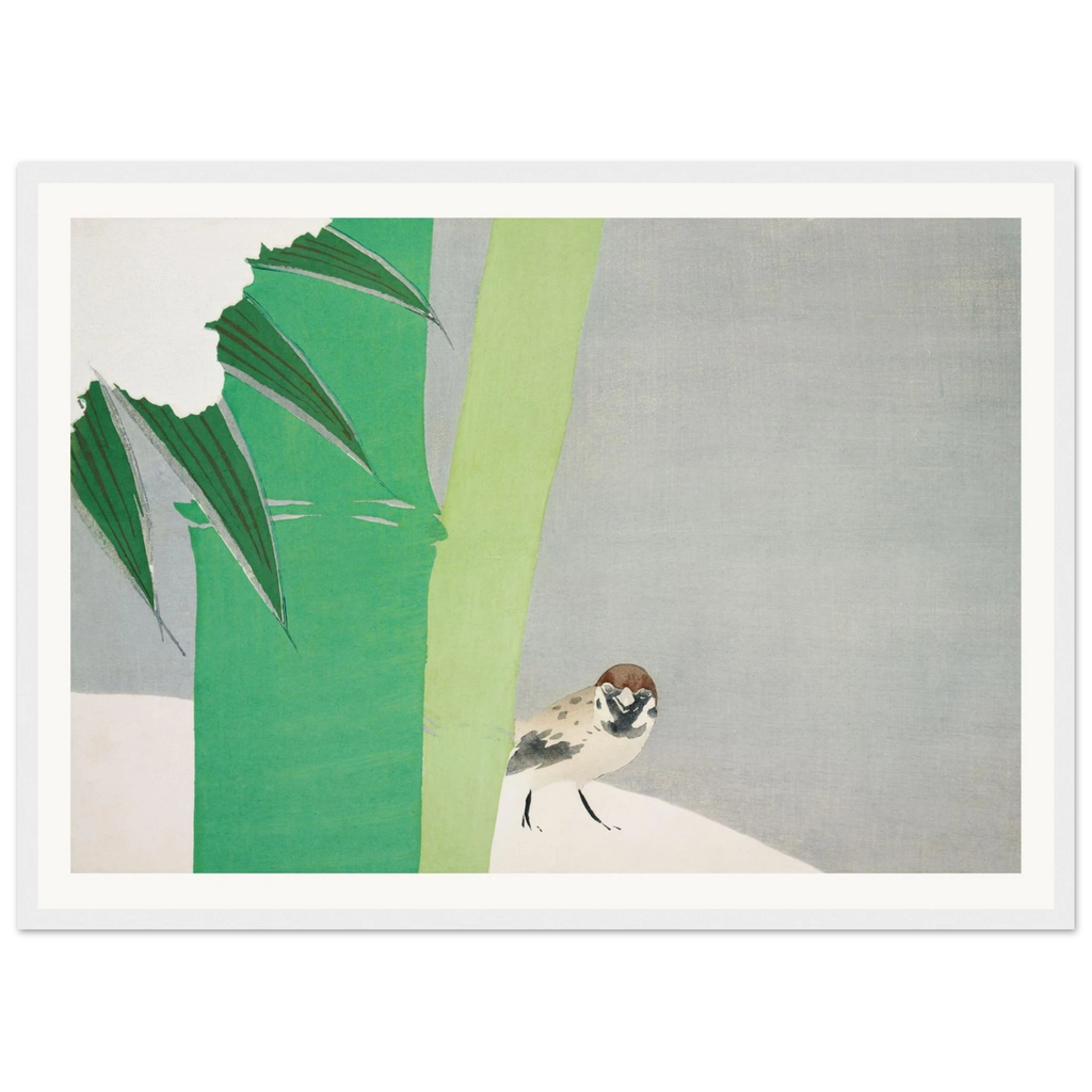 Estampe japonaise SECCHUCHIKU, Bambou sous la neige — Kamisaka Sekka, tirage encadré cadre blanc | INKONAL
