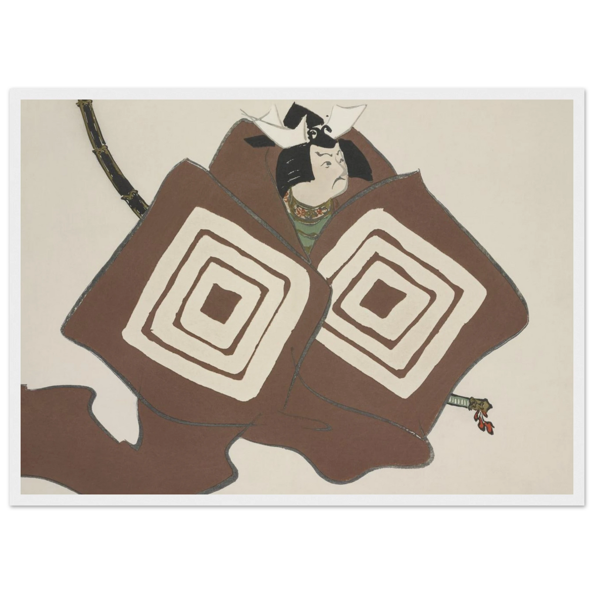 Estampe japonaise Shibaraku, Un instant ! — Kamisaka Sekka, tirage encadré cadre blanc | INKONAL