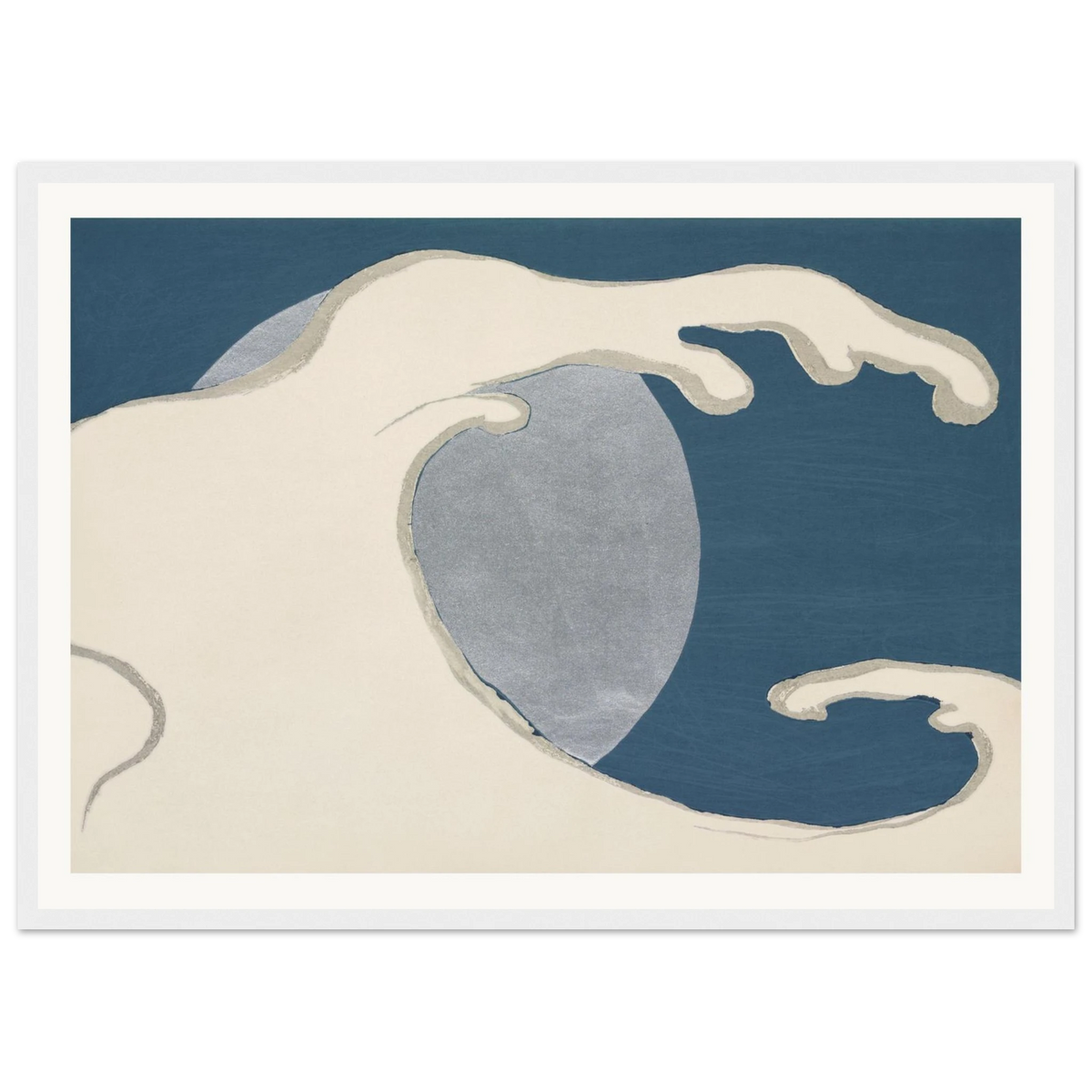 Estampe japonaise TACHINAMI, Vagues montantes — Kamisaka Sekka, tirage encadré cadre blanc | INKONAL
