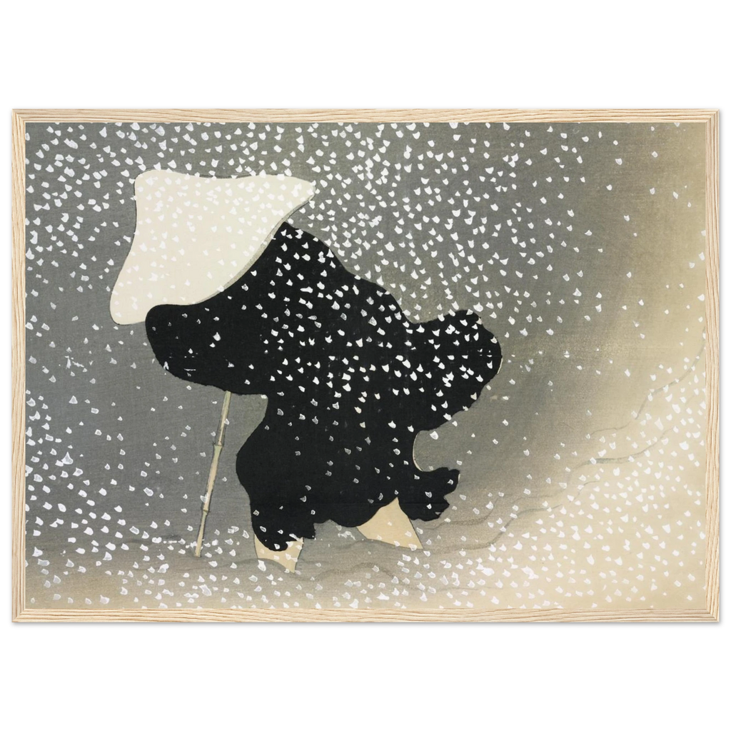 Estampe japonaise Tomoe no yuki, Neige tourbillonnante — Kamisaka Sekka, tirage encadré cadre bois | INKONAL