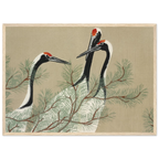 Estampe japonaise Tsuru, Grues — Kamisaka Sekka, tirage encadré cadre bois | INKONAL