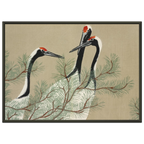 Estampe japonaise Tsuru, Grues — Kamisaka Sekka, tirage encadré cadre noir | INKONAL