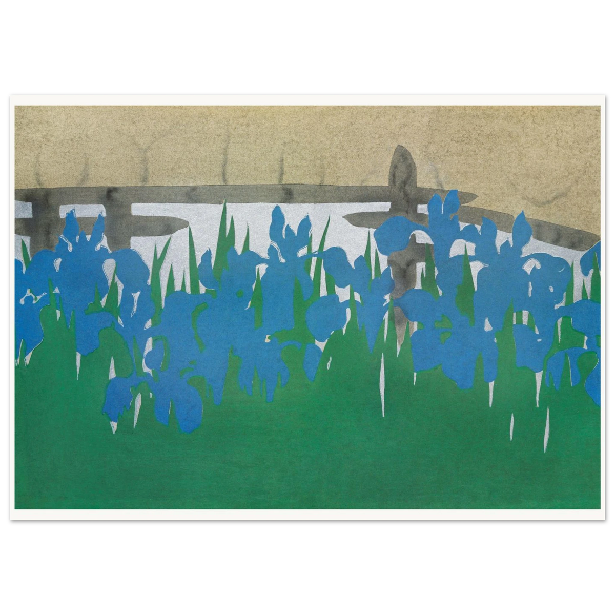 Estampe japonaise YATSUHASHI, Les huit ponts — Kamisaka Sekka, tirage sans cadre | INKONAL