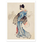 Poster Femme à l'éventail sans cadre, estampe japonaise Hokusai bijin-ga INKONAL