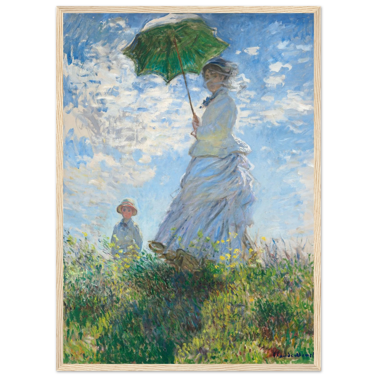 Tableau Femme à l'ombrelle, Madame Monet et son fils — Claude Monet, tirage encadré cadre bois | INKONAL