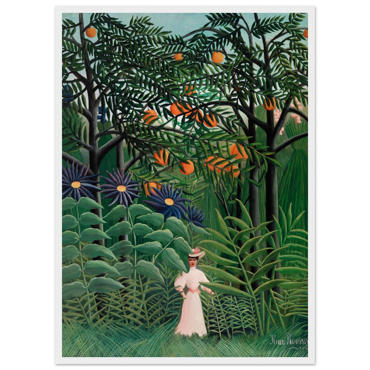 Tableau Femme se promenant dans une forêt exotique — Henri Rousseau, tirage encadré cadre blanc | INKONAL