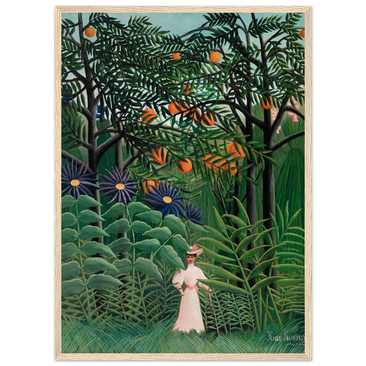 Tableau Femme se promenant dans une forêt exotique — Henri Rousseau, tirage encadré cadre bois | INKONAL