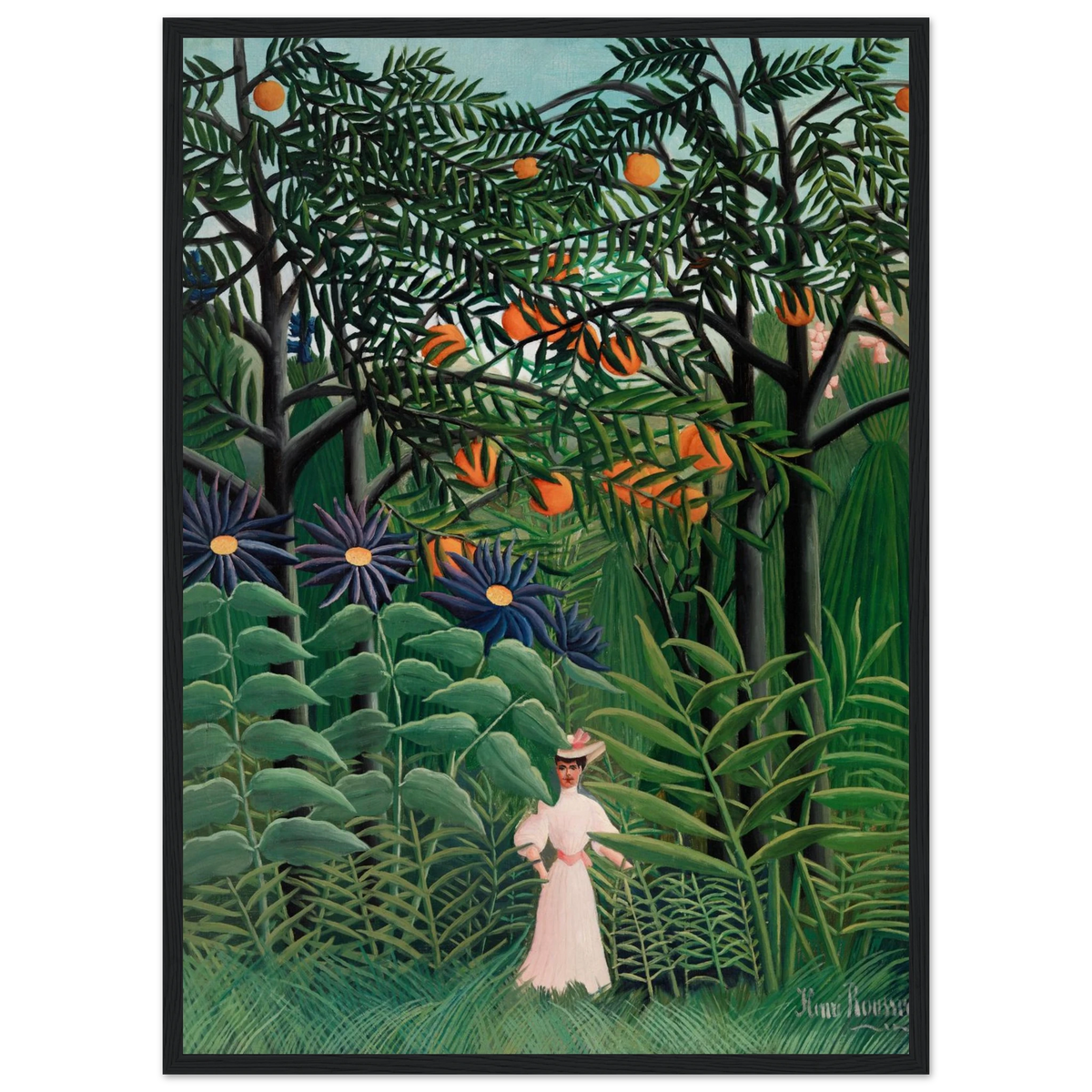 Tableau Femme se promenant dans une forêt exotique — Henri Rousseau, tirage encadré cadre noir | INKONAL