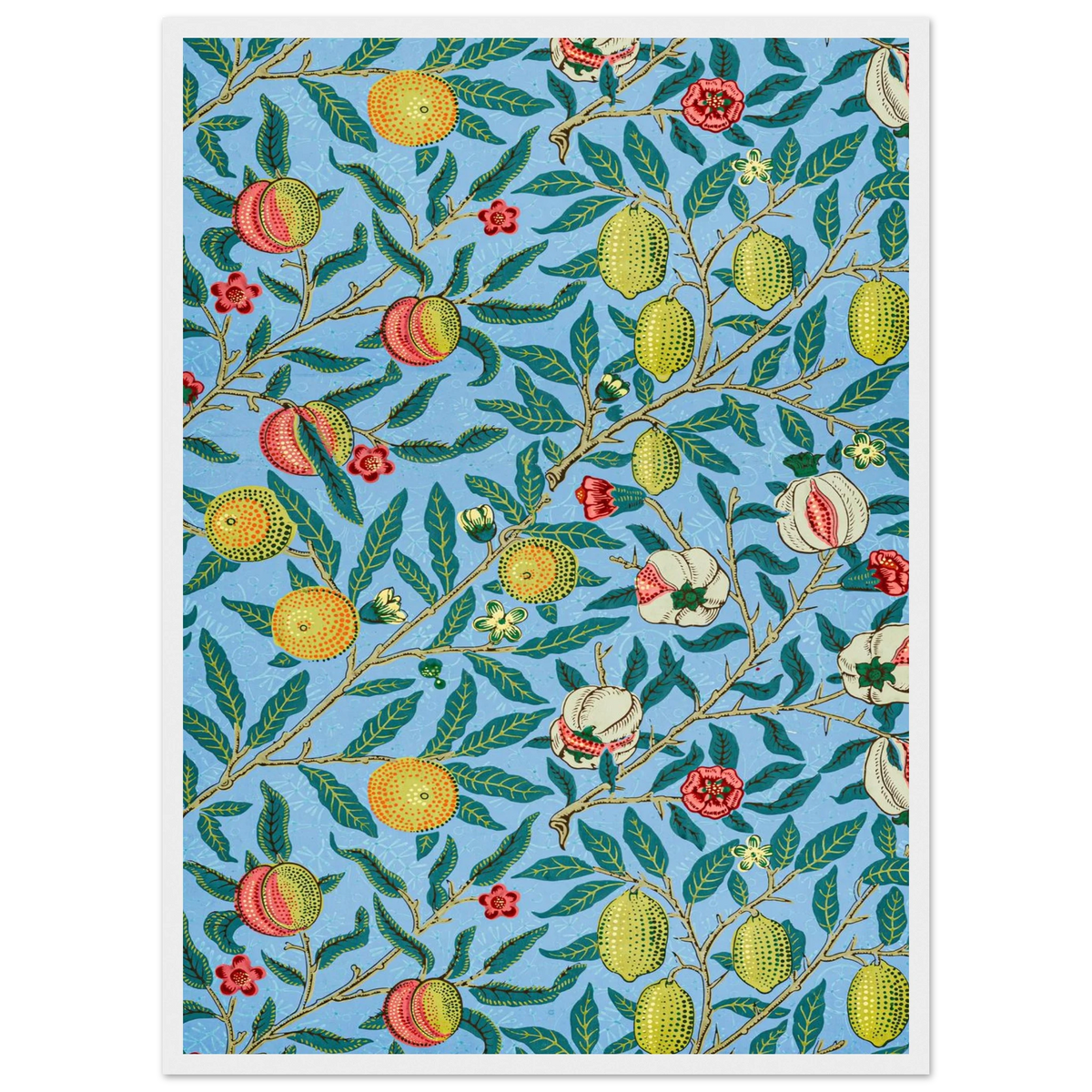 Motif Fruits — William Morris, tirage encadré cadre blanc | INKONAL