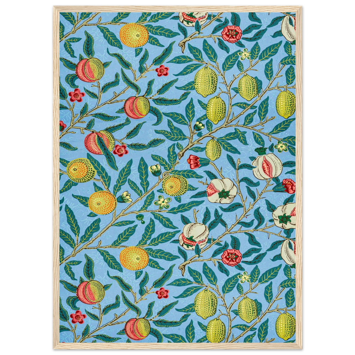 Motif Fruits — William Morris, tirage encadré cadre bois | INKONAL