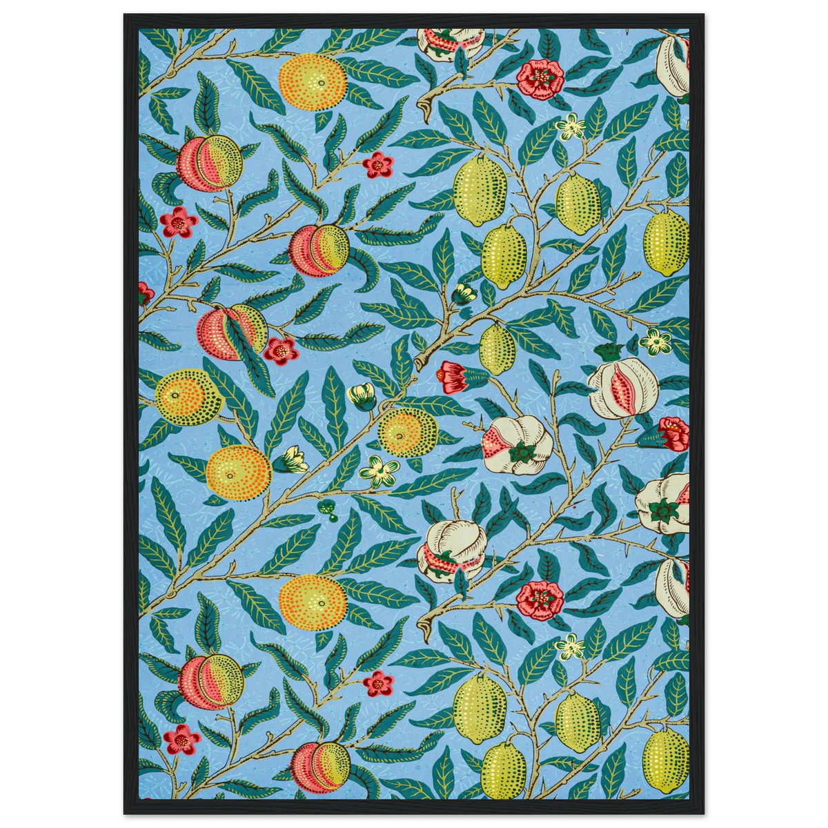 Motif Fruits — William Morris, tirage encadré cadre noir | INKONAL
