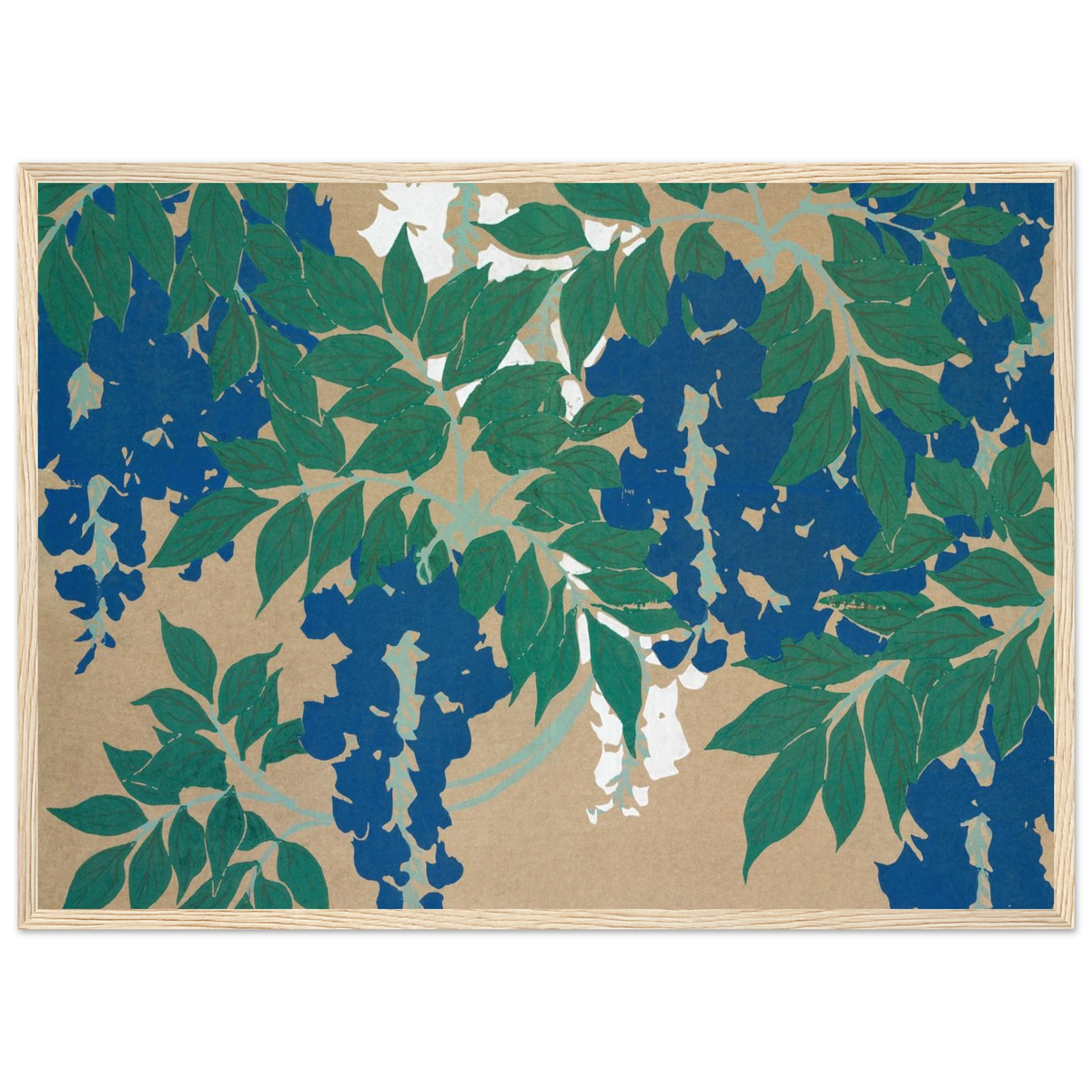 Estampe japonaise FUJI, Glycine — Kamisaka Sekka, tirage encadré cadre bois | INKONAL