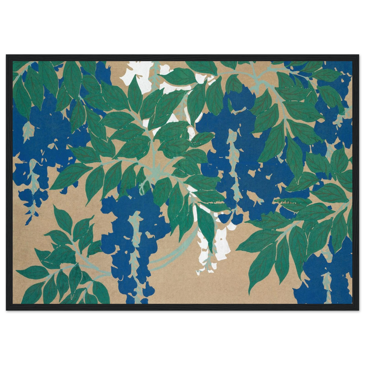 Estampe japonaise FUJI, Glycine — Kamisaka Sekka, tirage encadré cadre noir | INKONAL