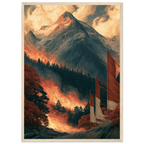 Poster Fūrinkazan encadré cadre bois — montagne, forêt et bannières de guerre, affiche d'art japonais INKONAL