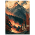 Poster Fūrinkazan sans cadre — montagne, forêt et bannières de guerre, affiche d'art japonais INKONAL