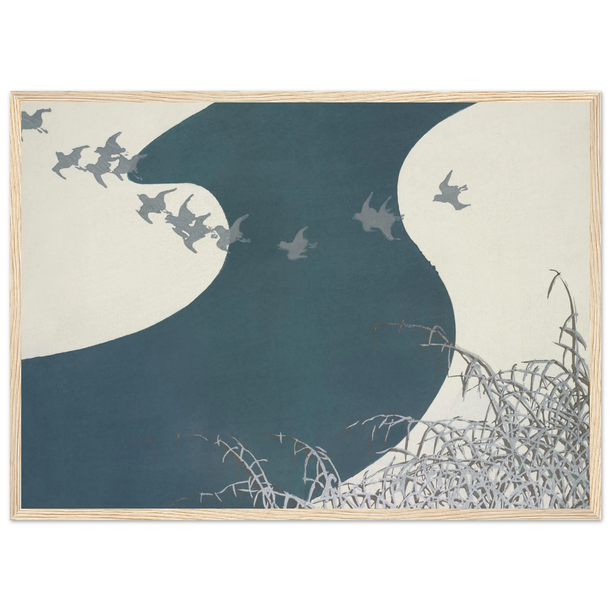Estampe japonaise FUYU NO KAWA, Rivière en hiver — Kamisaka Sekka, tirage encadré cadre bois | INKONAL